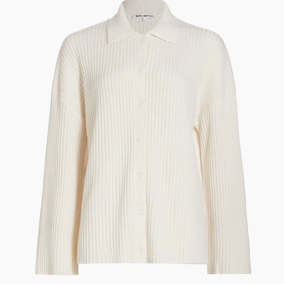 Reformation Fantino Rib-Knit Cashmere Cardigan - Picture 5 of 7